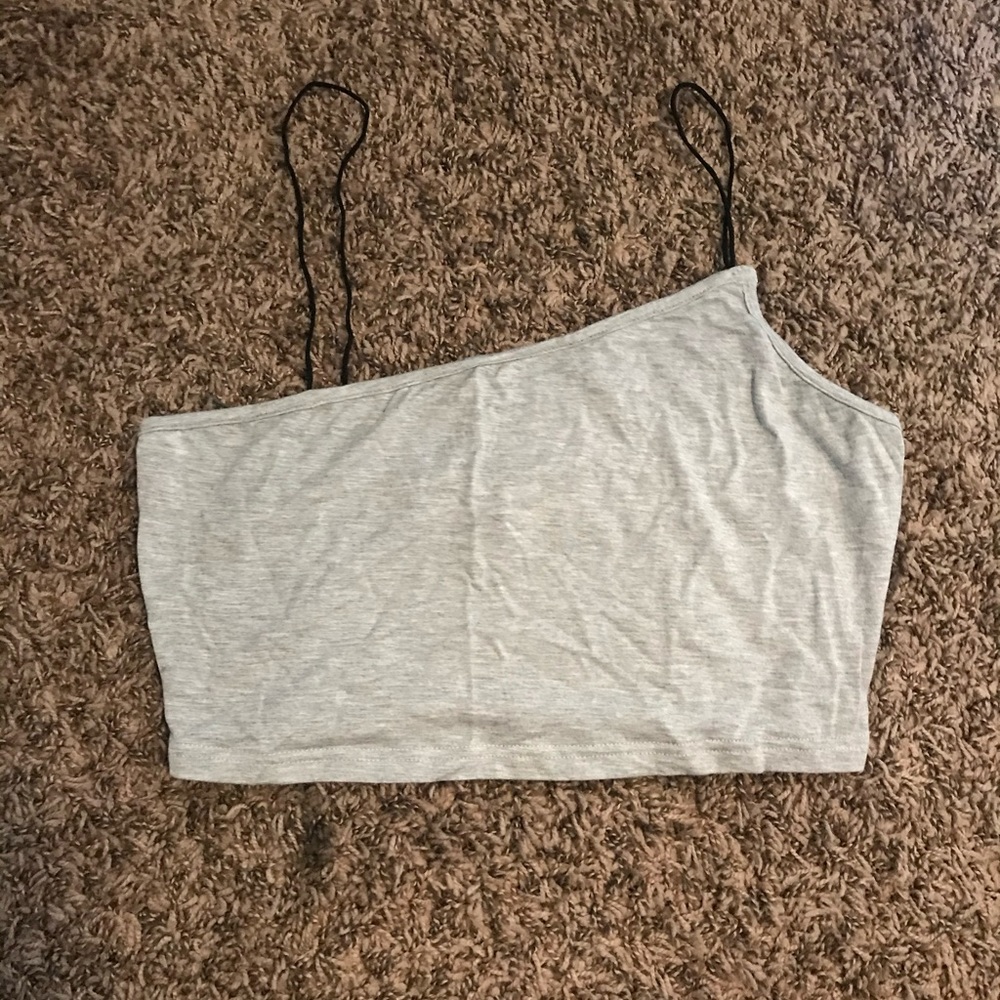 Asymmetrical grey crop top